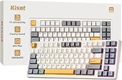 Kisnt KN85 Wireless Mechanical Gaming Keyboard, 75% Layout with RGB Backlit, Custom Hot Swappable, Creamy Sound, Bluetooth/2.4GHz/USB-C Compatible with Windows/Mac/PC(Retro Beige,Linear Switch)