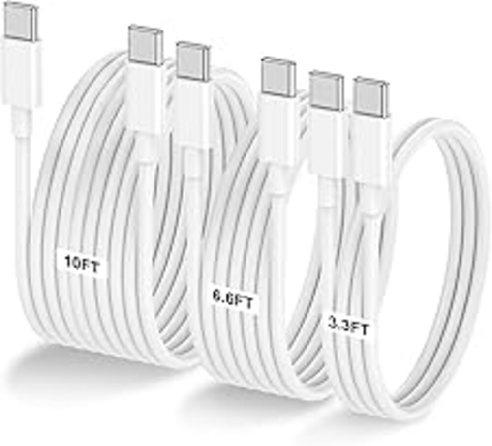 LOFPYE 3-Pack [3.3FT+6.6FT+10FT] 60W USB C to USB C Cable, Type C to Type C Cable,Fast Charging Cable for iPhone 17 16 15 Pro Plus Pro Max Air，for Galaxy S25, for iPad, for MacBook and More