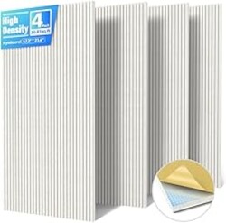 4 Pack Large Acoustic Panels Sound Absorbing with Self-Adhesive, 47.2”*23.6”*0.36” High Density Sound Proof Foam Panels for Walls, 3D Vertical Soundproof Wall Panels for Home Studio Office Decor-Ivory