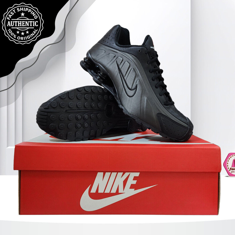 Nike Shox R4 Triple Black 2025 Bright Crimson Running Shoes HQ1988-001 Size 10