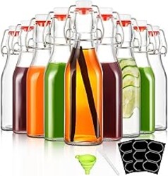 9 Pack 8oz Swing Top Glass Bottles,Flip Top Glass Bottles with Airtight Rubber Seal Flip Caps for Home Brewing Kombucha, Beverages,Oil,Vinegar,Water,Soda,Kefir,Vanilla Extract,Juice,Tea,Limoncello