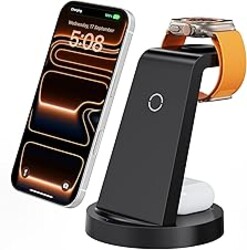 Anlmz 3 in 1 Charging Station for iPhone, Wireless Charger for iPhone 17 16e 16 15 14 13 12 11 X Pro Max & Apple Watch - Wireless Charging Station for AirPods 4 3 Pro