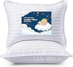 Utopia Bedding Toddler Pillow (White, 2 Pack), 13x18 Pillows for Sleeping, Soft and Breathable Cotton Blend Shell, Small Kids Pillow Perfect for Toddler Bed and Travel (Intended for Age 2 and up)