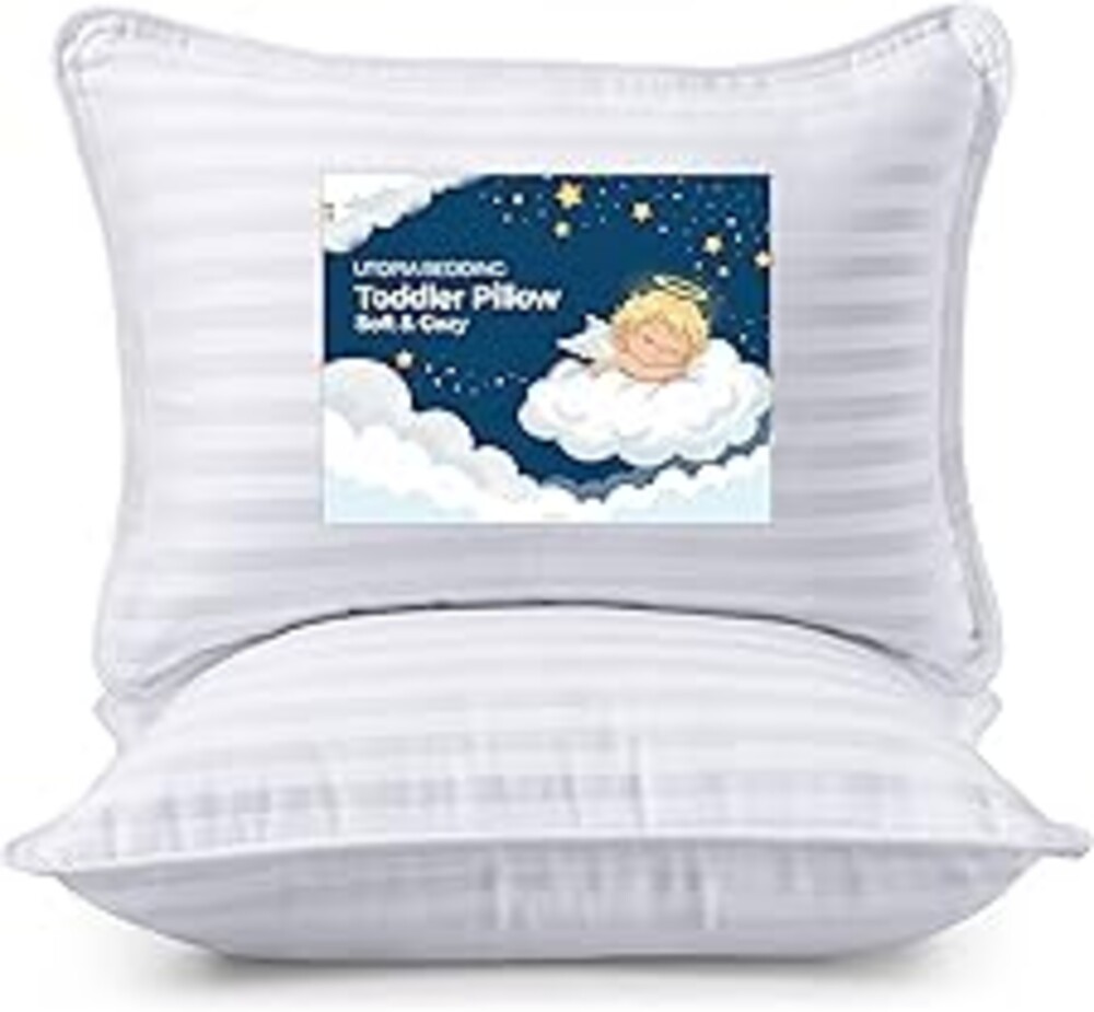 Utopia Bedding Toddler Pillow (White, 2 Pack), 13x18 Pillows for Sleeping, Soft and Breathable Cotton Blend Shell, Small Kids Pillow Perfect for Toddler Bed and Travel (Intended for Age 2 and up)
