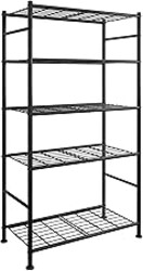 Sakugi Storage Shelves - 5 Tier Shelf Organizer, Heavy Duty Garage Shelving Unit with Leveling Feet, Stable Metal Shelves Organizer for Pantry, Kitchen and Closet, 33.0" W x 12.6" D x 72.0" H, Black