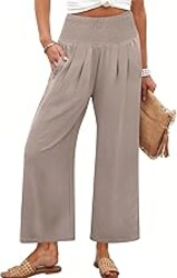 ANRABESS Womens Pants Wide Leg High Waisted Palazzo Pants Summer Flowy Beach Lounge Casual Trousers with Pockets