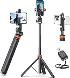 EUCOS 62" Phone Tripod, Tripod for iPhone & Selfie Stick with Remote, Extendable Cell Phone Stand & Ultimate Phone Holder, Solidest Phone Stand Compatible with iPhone/Android