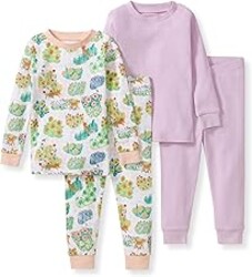 Burt's Bees Baby Girls' Pajamas, 2-Piece Long Sleeve Tee and Pants Organic Cotton PJ Set