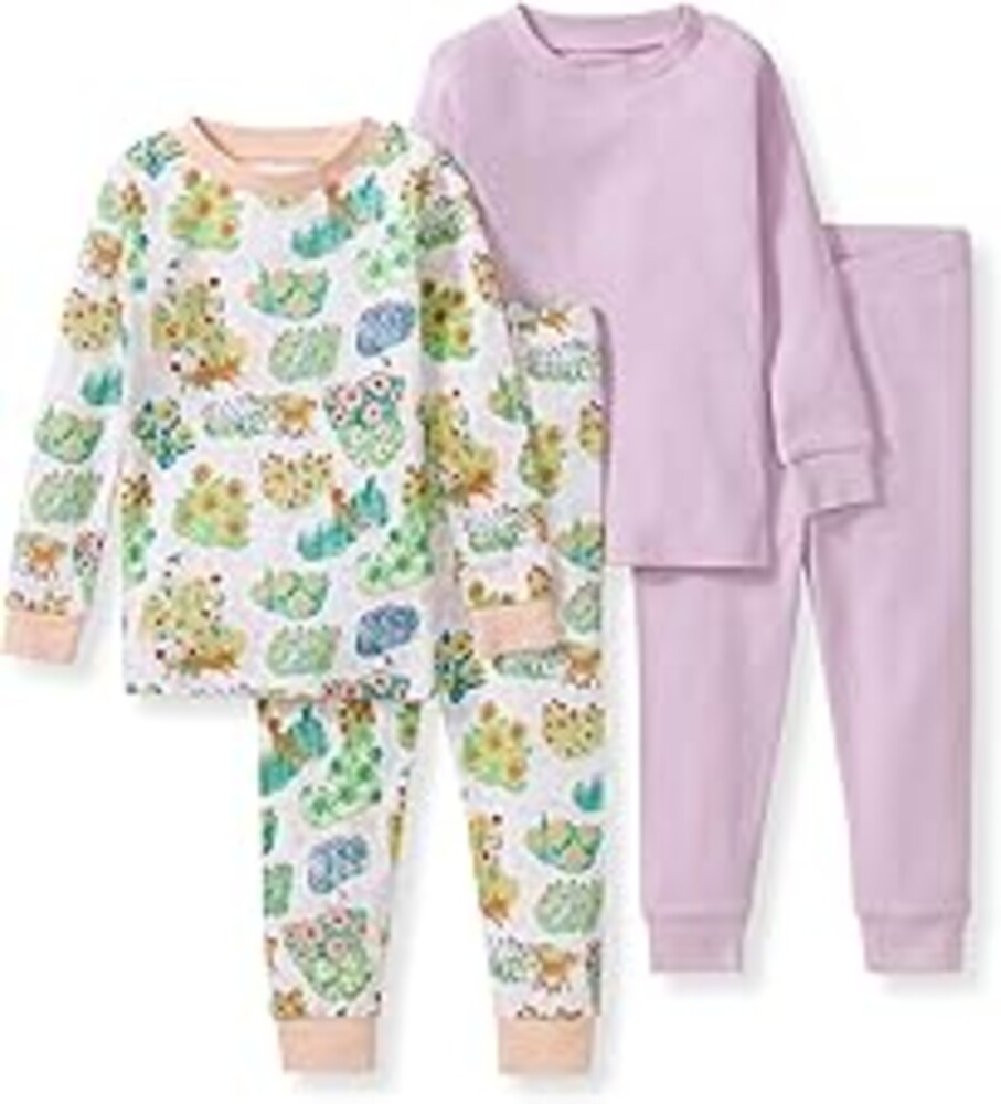 Burt's Bees Baby Girls' Pajamas, 2-Piece Long Sleeve Tee and Pants Organic Cotton PJ Set