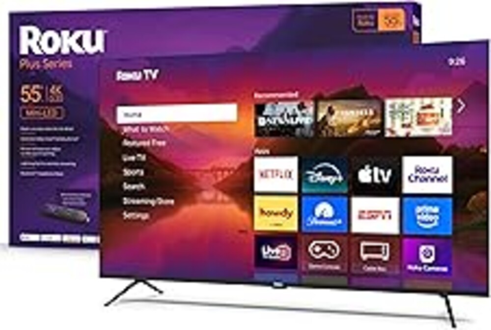 Roku Smart TV – 55-Inch Plus Series, Mini-LED TV – RokuTV with Enhanced Voice Remote – Flat Screen 4K QLED Television with Dolby Vision & Wi-Fi for Streaming Live Local News, Sports