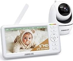 ANMEATE 5" HD Video Baby Monitor with Camera and Audio - No WiFi, 48H Battery Life,720P Remote Pan Tilt Zoom, Two-Way Talk, Night Vision, Thermal Room Monitor, Lullabies & White Noise, 1000ft Range