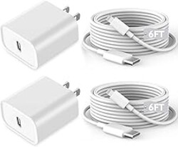 Fast iPhone Charger, iPhone Charger Fast Charging 2Pack Quick Chargers 6ft Long USB C to Lightning Cable Quick Charging Cord USB Charge Block Adapter for iPhone 14 Plus/14 ProMax/13 Mini 12/11/XS/iPad