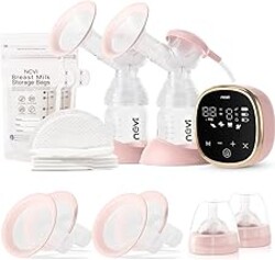 NCVI Electric Breast Pump 8782, Portable Hospital-Grade Double Pump with 4 Modes & 9 Levels, Anti-Backflow, Rechargeable Quiet Breastfeeding Pump for Efficient Comfortable Use at Home, Work or Travel