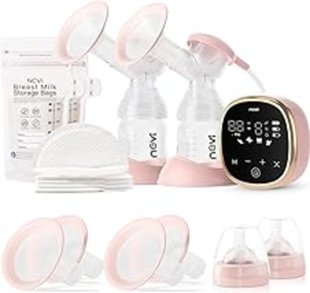 NCVI Electric Breast Pump 8782, Portable Hospital-Grade Double Pump with 4 Modes & 9 Levels, Anti-Backflow, Rechargeable Quiet Breastfeeding Pump for Efficient Comfortable Use at Home, Work or Travel
