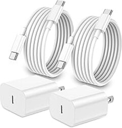 iPhone 17 16 15 Charger Fast Charging,2Pack 20W Apple iPad USB C Wall Chrager Block with 6FT USB C to C Cable for iPhone 17/Pro/Pro Max/17 Air/ 16/16 Pro/16 Pro Max/15/Plus/Pro/Pro Max (White)