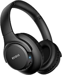 KVIDIO Bluetooth Headphones Over Ear, 65 Hours Playtime Wireless Headphones with Microphone, Foldable Lightweight Headset with Deep Bass, HiFi Stereo Sound Low Latency for Travel Work Cellphone