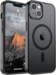 SUPFINE Magnetic for iPhone 14 Case & iPhone 13 Case (Compatible with MagSafe)(Military Grade Drop Protection) Translucent Matte Shockproof Phone Cover,Black