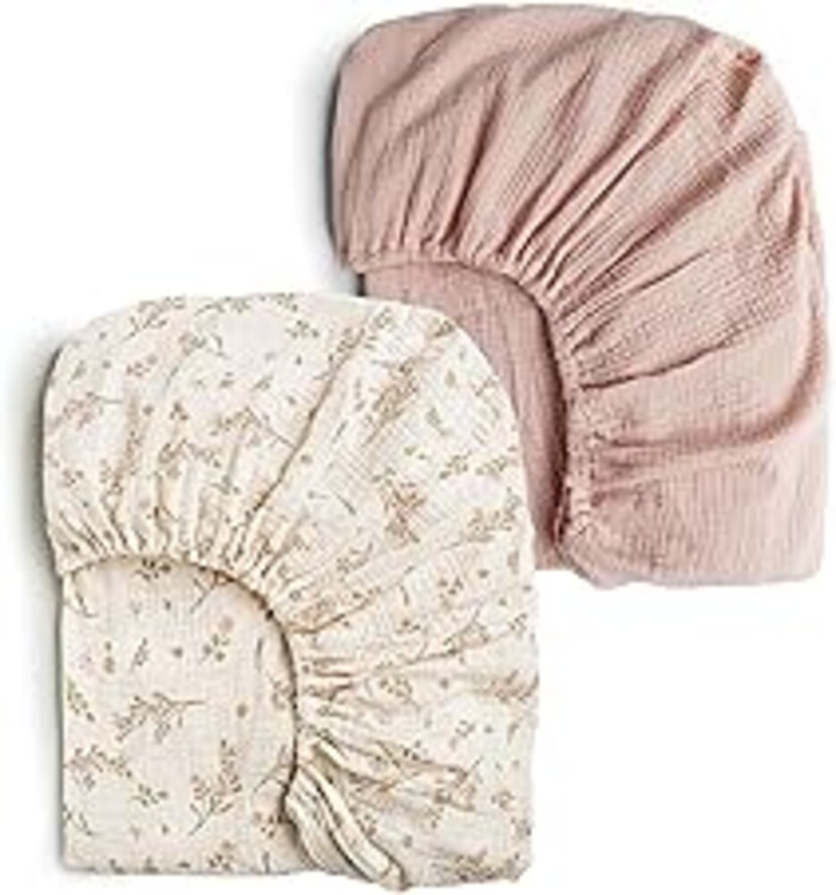 Konssy Muslin Crib Sheets for Girl Boy, 2 PCS Soft and Breathable Cotton Baby Sheets for Standard Crib Mattress, 52"x 28" (Floral, Pink)