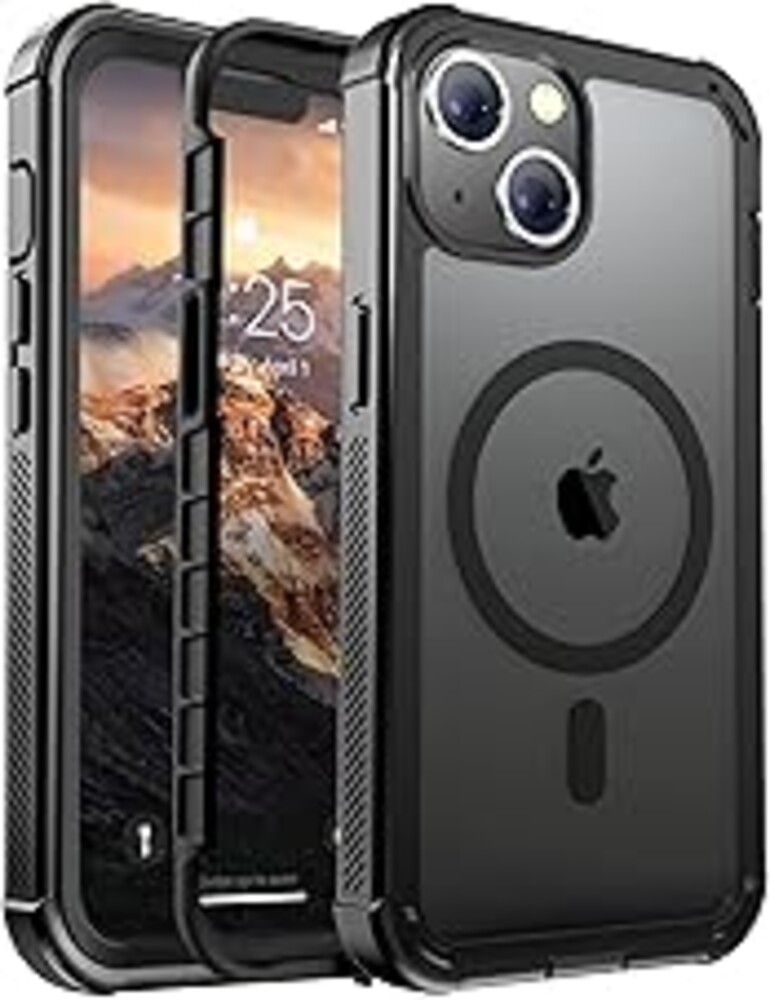 jaroco Magnetic for iPhone 14 Case, [Compatible with MagSafe][Military Grade Drop Protection][Heavy Duty Protection][Non-Slip][Shockproof] 2-Layer Durable Bumper Phone Case 6.1''-Black