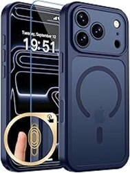 zapica Magnetic for iPhone 17 Pro Case, Upgraded [Camera Control Button] [Full Camera Protection] [with 1 Screen Protector] Translucent Matte Shockproof Protective Phone Cover, Deep Blue