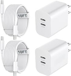 iPhone 17 16 15 Charger Fast Charging Cord 10FT Long USB C Charging Cable with 20W Type C Charger Block for iPhone 17 Pro Max/17 Pro/17/Air, 16 15 Pro Max/16 15 Pro/16 15,iPad Pro/Air, Android Phone