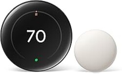 Google Nest Learning Thermostat (4th gen) + Nest Temperature Sensor (2nd gen) - Obsidian