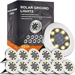 INCX 4.6 inch Solar Lights Outdoor Waterproof,12 Pack Solar Lights for Outside, Solar Garden Lights Landscape Lighting for Patio Pathway Lawn Yard Deck Driveway Walkway, Warm White