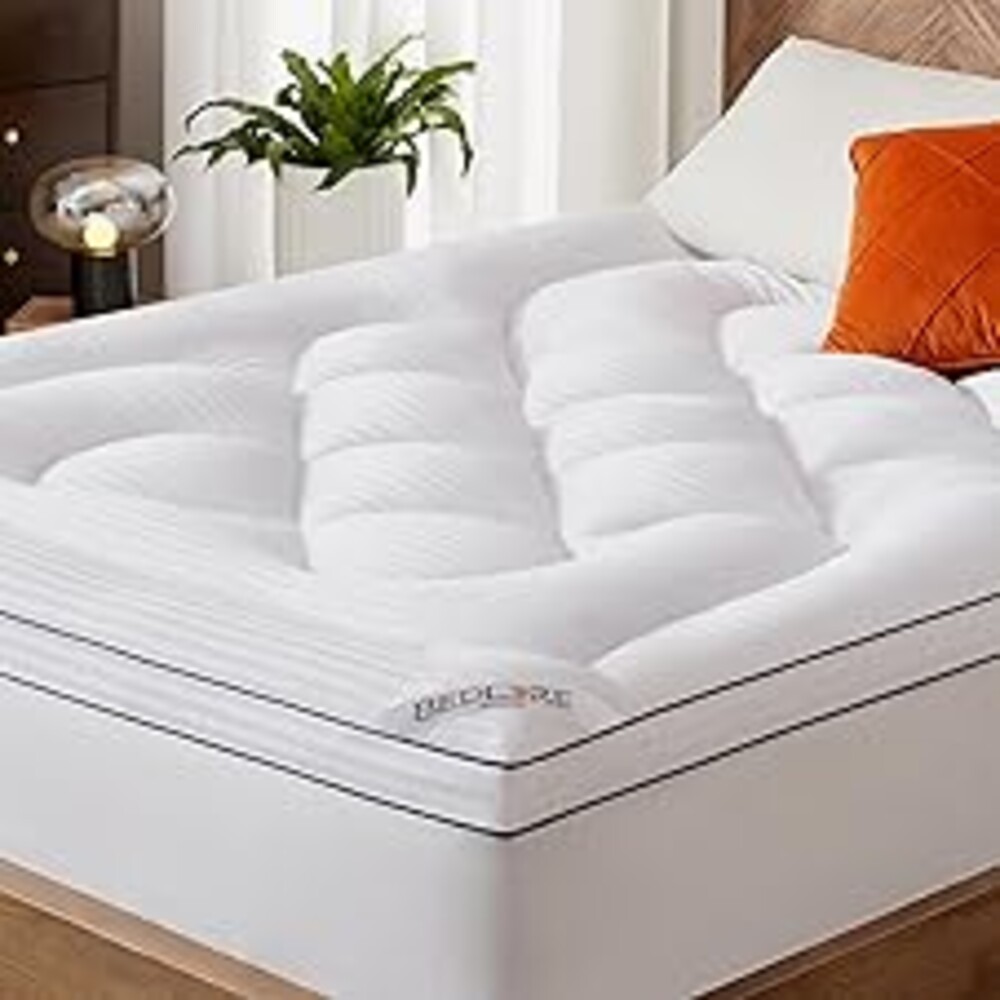 BEDLORE Queen Mattress Topper, Thick Pillow Top Bed Cover for Back Pain Relief, Soft Mattress Pad with Deep Pockets 6-18 inch