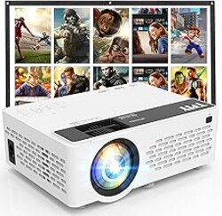 TMY 1080P Full HD Portable Mini Projector, Bluetooth Movie Projector, Compatible with TV Stick/Smartphone/PC/Game Console/HDMI/USB, Indoor & Outdoor Use, with Projector Screen