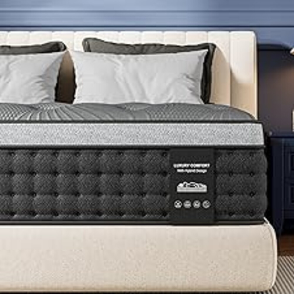 REGOSS Firm Queen Mattress 14 inch, Cooling Hybrid Mattress in a Box with 5-Zone Support, Luxury Hotel-Collection Design, Enhanced Back & Hip Support, Fiberglass-Free & CertiPUR-US, 365-Night Trial