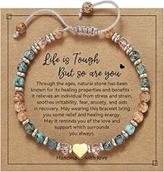yupoxiu Inspirational Gifts for Women Birthday - Healing Natural Stone Bracelets, Thinking of You Get Well Soon Gifts for Women Friend Sister
