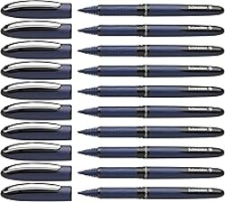 Schneider One Business Rollerball Pen, 0.6 mm Ultra-Smooth Tip, Blue Barrel, Black Ink, Box of 10 Pens (183001)