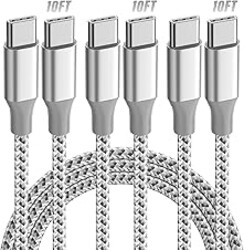 KYEHD USB C Cable，3 Pack 10FT 60W Fast Charging USB C to USB C Cable, Durable Type C Charger Cable for iPhone 17/16/15/iPad MacBook CarPlay and More-Grey White
