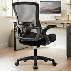 NEO CHAIR Office Desk Gaming Chair Computer High Back Mesh Seat with Rolling Wheels Ergonomic Adjustable Comfy Flip-up Armrests Lumbar Support Height for Home (Black)