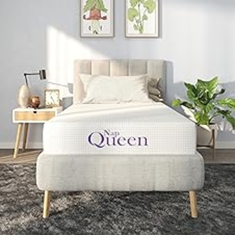 NapQueen 8 Inch Twin Size Mattress, Bamboo Charcoal Memory Foam Mattress, Bed in a Box