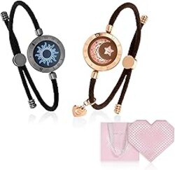 TOTWOO Long Distance Touch Bracelets for Couples, Smart Light & Vibration Love Jewelry, Women's Fashion Smart Jewelry Gifts for Him Her Women Men, One-to-One Bluetooth Pairing via App via App