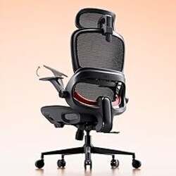 SIHOO B100 Office Chair, Comfy Ergonomic Office Chair, Computer Chair with Adaptive Lumbar Support & Wide Headrest, Flip-up Armrests, Swivel Desk Chair for Long Hours, Without Footrest, Black