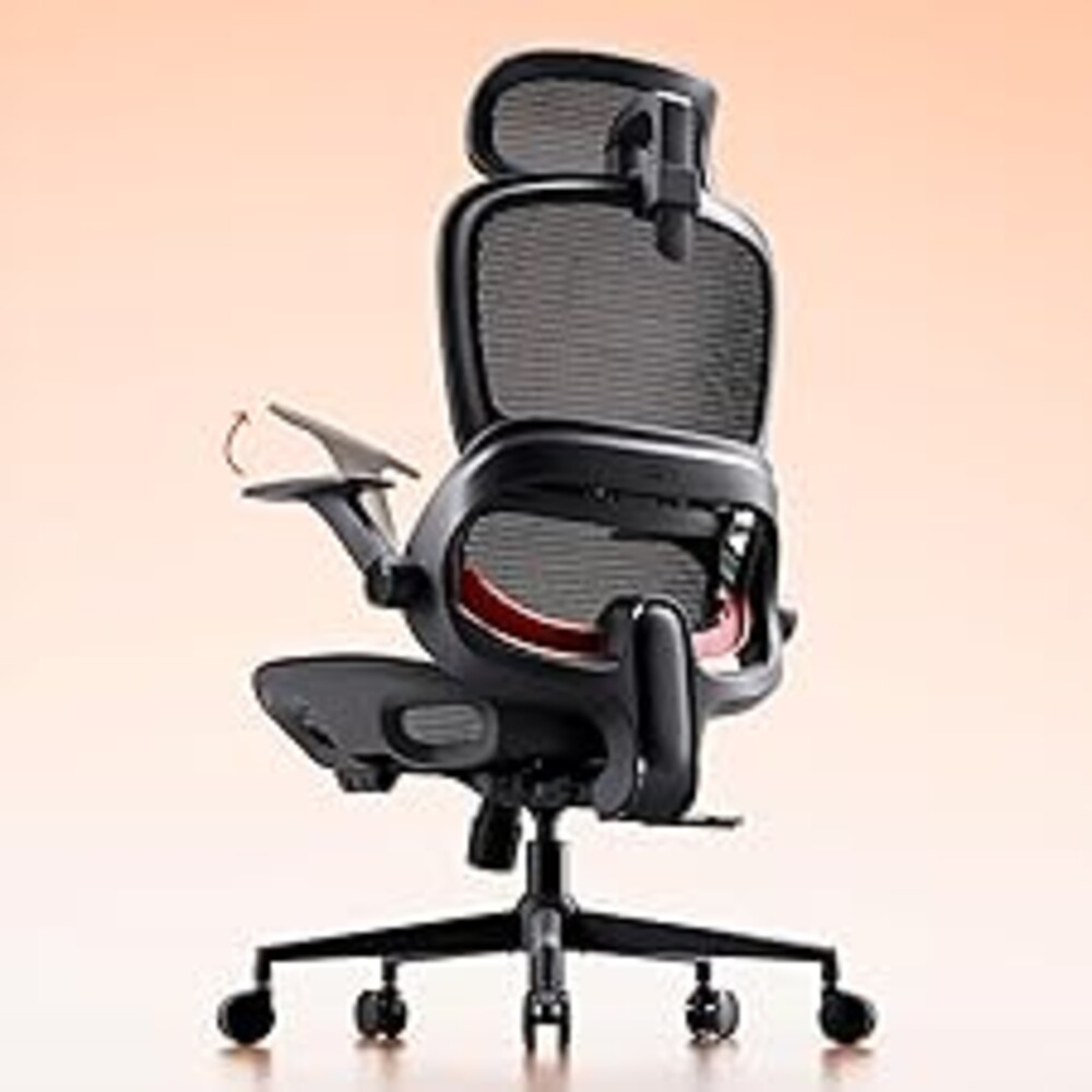 SIHOO B100 Office Chair, Comfy Ergonomic Office Chair, Computer Chair with Adaptive Lumbar Support & Wide Headrest, Flip-up Armrests, Swivel Desk Chair for Long Hours, Without Footrest, Black