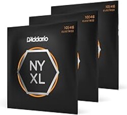 D'Addario Electric Guitar Strings, NYXL Nickel Plated, NYXL1046-3P, Regular Light Gauge 10-46, 6-String Set, Pack of 3
