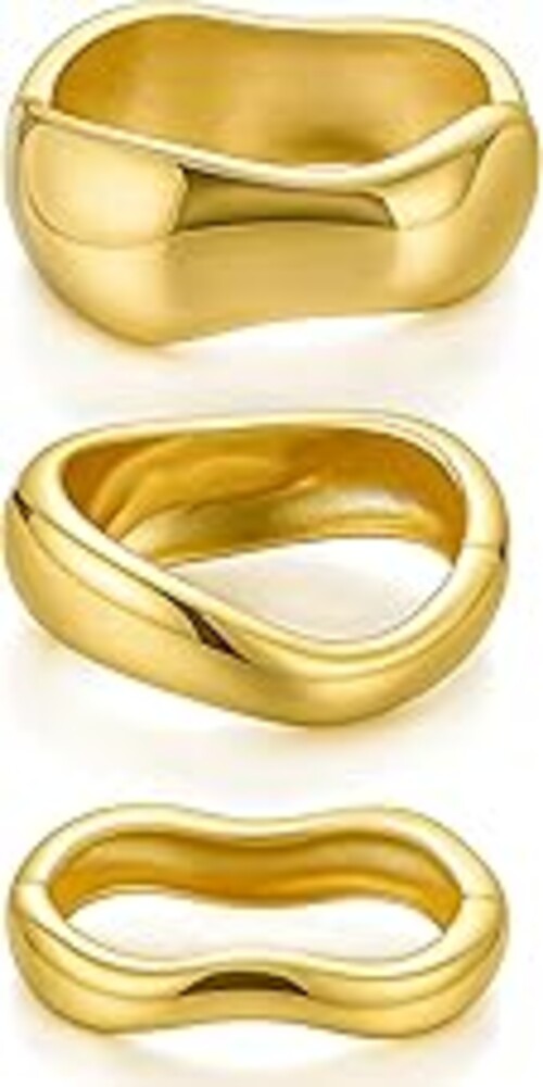 Chunky Gold Bangle Bracelets for Women, 14k Gold Plated Dainty Cuff Stackable Bangles Set, Trendy Bracelet Stack Fashion Jewelry Gifts