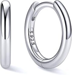 ChicSilver Sterling Silver Hoop Earrings for Women Hypoallergenic 925 Sterling Silver Huggie Earrings for Women Dainty Earring (8/10/12/14/16/18/20MM)