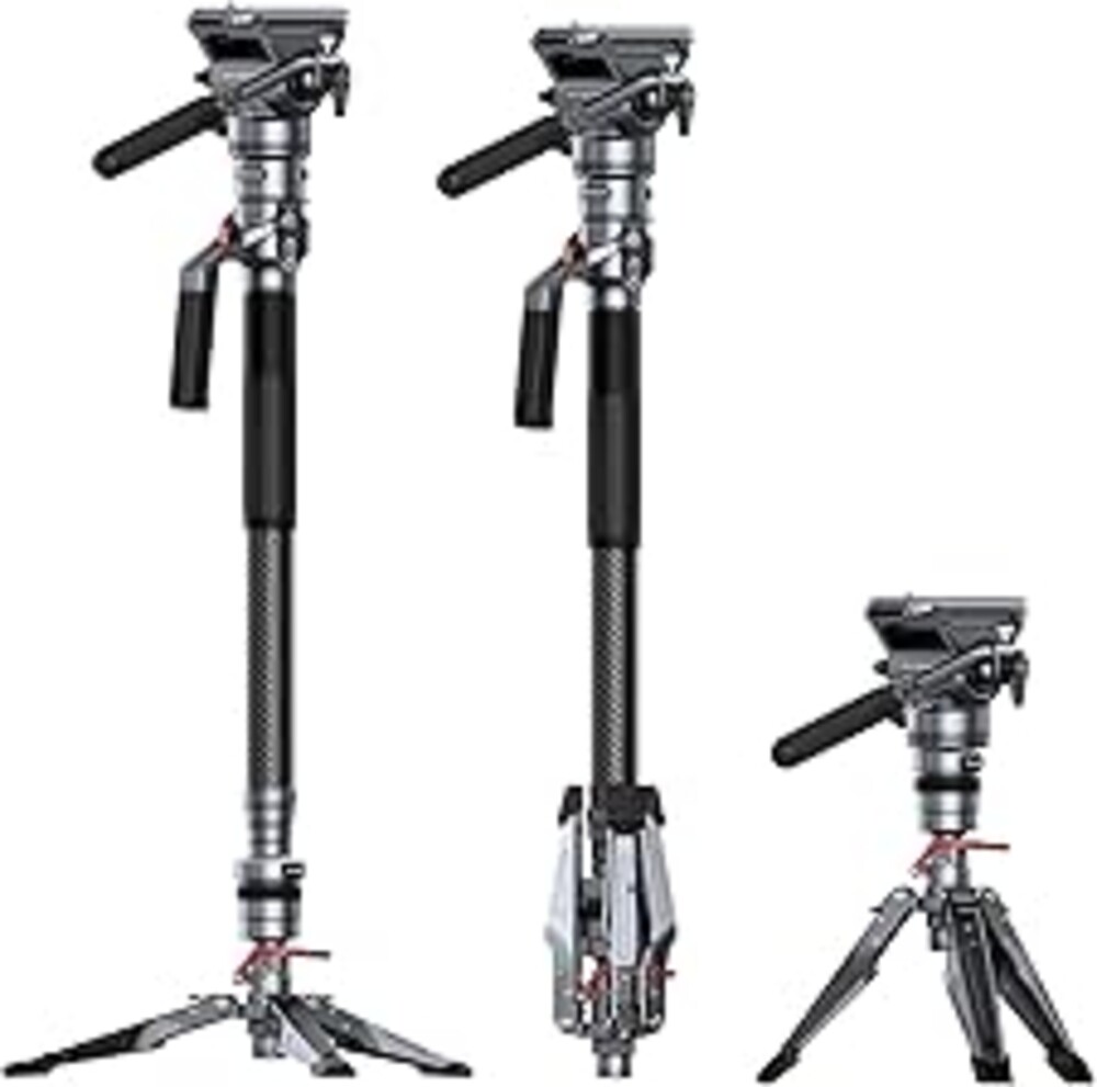 SmallRig 175cm / 68.9" Carbon Fiber Video Monopod for Camera, Compact Camera Monopod with One-Button Lift & Lock, Max. 5kg Playload Fluid Head Fits for DJI RS and for MFT 501L