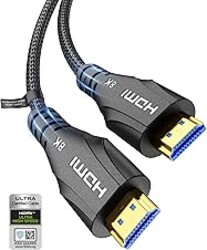 Cratree HDMI Cable 15FT Long - Certified 8K Ultra High Speed HDMI Cable,48Gbps Braided HDMI Cord,8K 60hz,4K 120hz,eARC,HDCP 2.2&2.3 - Compatible for HDTV/PS5