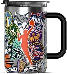 Hydrapeak x WNBA Officially Licensed All-Team 18oz Insulated Coffee Mug with Flip Lid and Handle for Travel, Cold/Hot, Stainless Steel Coffee Cup Insulated, BPA-Free Double Walled, Tea Mug