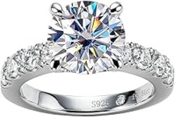 AnuClub Moissanite Engagement Ring, Total 4.3cttw D Color Round/Oval/Asscher Cut, 925 Sterling Silver Promise Anniversary Rings for Women, Elegant Gift Packed