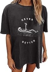 Wukreran Oversized Tops for Women Short Sleeve Shirts Dressy Casual Plus Size Cute Graphic Tees Summer Loose Fit T-Shirts