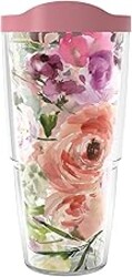 Tervis Kelly Ventura - Floral Collection Made in USA Double Walled Insulated Tumbler Travel Cup Keeps Drinks Cold & Hot, 24oz - Classic, Heather Rose