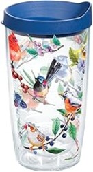 Tervis Watercolor Songbirds Made in USA Double Walled Insulated Tumbler Cup Keeps Drinks Cold & Hot, 16oz, Clear