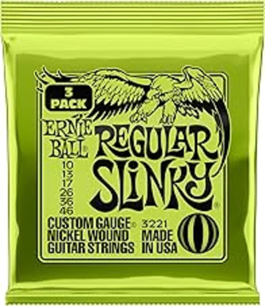 Ernie Ball Regular Slinky Nickel Wound Electric Guitar Strings 3-pack, 10-46 Gauge (P03221)