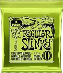 Ernie Ball Regular Slinky Nickel Wound Electric Guitar Strings 3-pack, 10-46 Gauge (P03221)